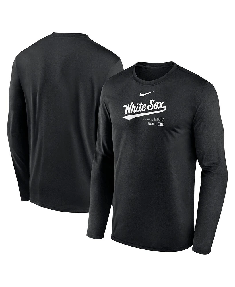 Nike Men's Black Chicago White Sox Authentic Collection Practice Performance Long Sleeve T-Shirt