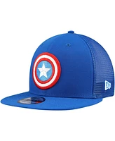 New Era Men's Blue Captain America 9FIFTY Snapback Trucker Hat