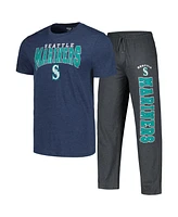 Concepts Sport Men's Charcoal/Navy Seattle Mariners Meter T-Shirt Pants Sleep Set