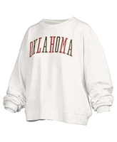 Pressbox Women's White Oklahoma Sooners Janise Waist Length Oversized Pullover Sweatshirt