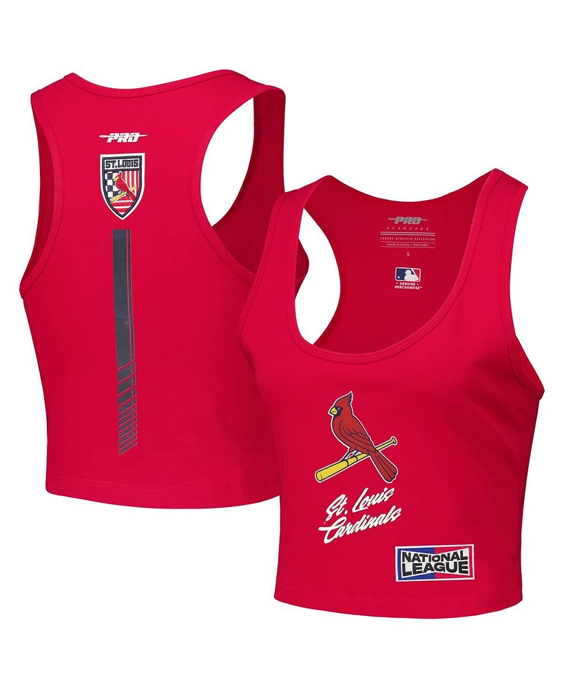 Pro Standard Women's Red St. Louis Cardinals Fast Lane Fitted Tri-Blend Cropped Tank Top