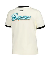 Pro Standard Women's Cream Miami Dolphins Retro Classic Ringer T-Shirt