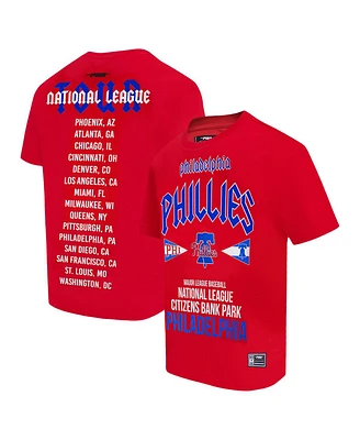 Pro Standard Men's Red Philadelphia Phillies Oversized City Tour T-Shirt