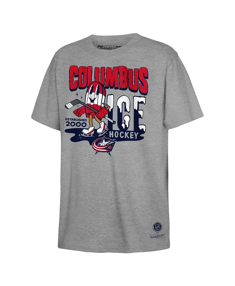 Mitchell & Ness Big Boys and Girls Gray Columbus Blue Jackets Popsicle T-Shirt