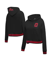 Pro Standard Women's Black Ohio State Buckeyes Cropped Pullover Hoodie