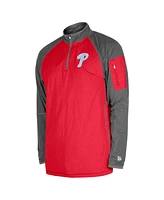 New Era Men's Red Philadelphia Phillies Father's Day Raglan Quarter-Zip Top