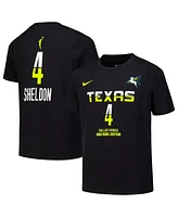 Nike Big Boys and Girls Jacy Sheldon Black Dallas Wings Draft Rebel Edition Name Number T-Shirt