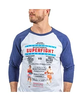 Contenders Clothing Men's White/Blue Rocky Super Fight Poster 3/4-Sleeve Raglan T-Shirt