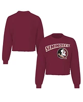 Spirit Jersey Women's Garnet Florida State Seminoles Slouchy Cropped Long Sleeve T-Shirt