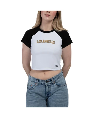 Hype and Vice Women's Black/White Lafc Homerun Cropped Raglan T-Shirt