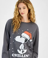 Love Tribe Juniors' Snoopy Chillin' Christmas Crewneck Sweatshirt