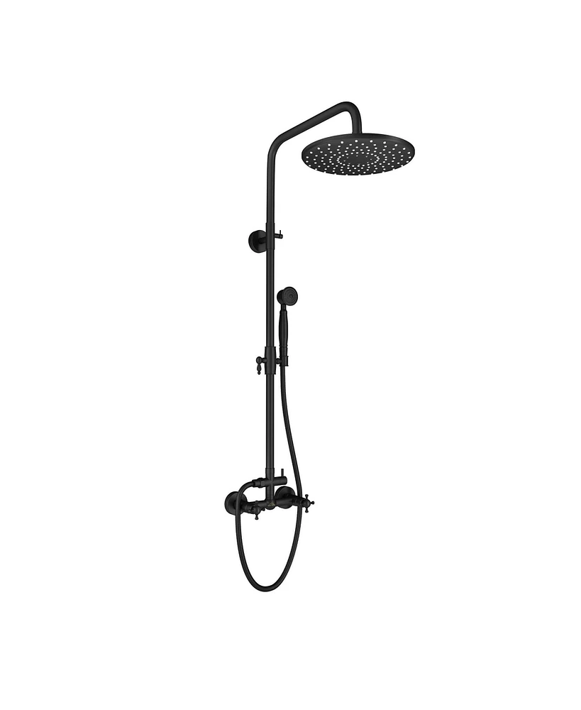 Boyel Living Exposed Pipe Complete Shower System 1-Spray Patterns with 2.5 Gpm 8 in. Wall Mount Dual Shower Heads