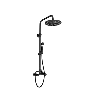 Boyel Living Exposed Pipe Complete Shower System 1-Spray Patterns with 2.5 Gpm 8 in. Wall Mount Dual Shower Heads