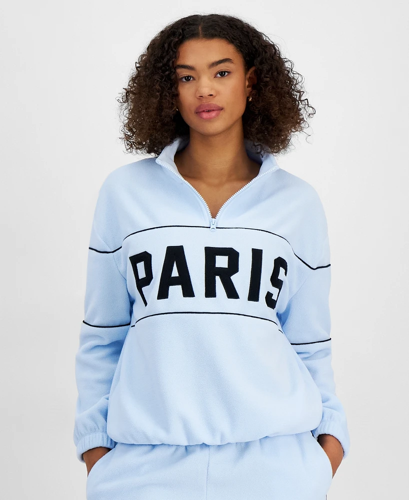 Rebellious One Juniors' Paris Quarter-Zip Sweatshirt