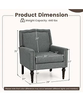 Costway 1 Pcs Mid-century Modern Armchair with Thick Cushion & Rubber Wood Legs for Living Room