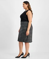 Kasper Plus Tweed-Skirt Sleeveless Sheath Dress