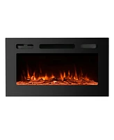 Boyel Living Wall Mounted Recessed Electric Fireplace with Logs and Crystals