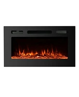 Boyel Living Wall Mounted Recessed Electric Fireplace With Logs Crystals Remote 1500 750 Watt