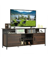 Gymax 58'' Wood Tv Stand Entertainment Media Center Console w/ Storage Cabinet