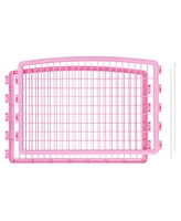 Iris Usa 24'' Pet Playpen 2 Panel Add-On with Connecting Rods, Dog Playpen, Puppy Small Medium Dogs, Heavy-Duty Molded Plastic, Rust-Free, Pink