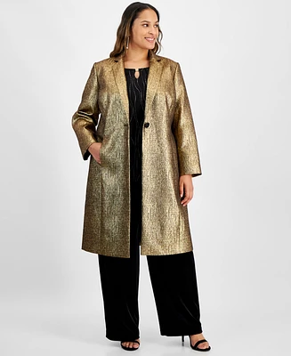 Kasper Plus Metallic Textured Coat