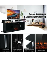 Gymax 63'' Fireplace Tv Stand W/18'' 1400W Electric Fireplace up to 70'' Black