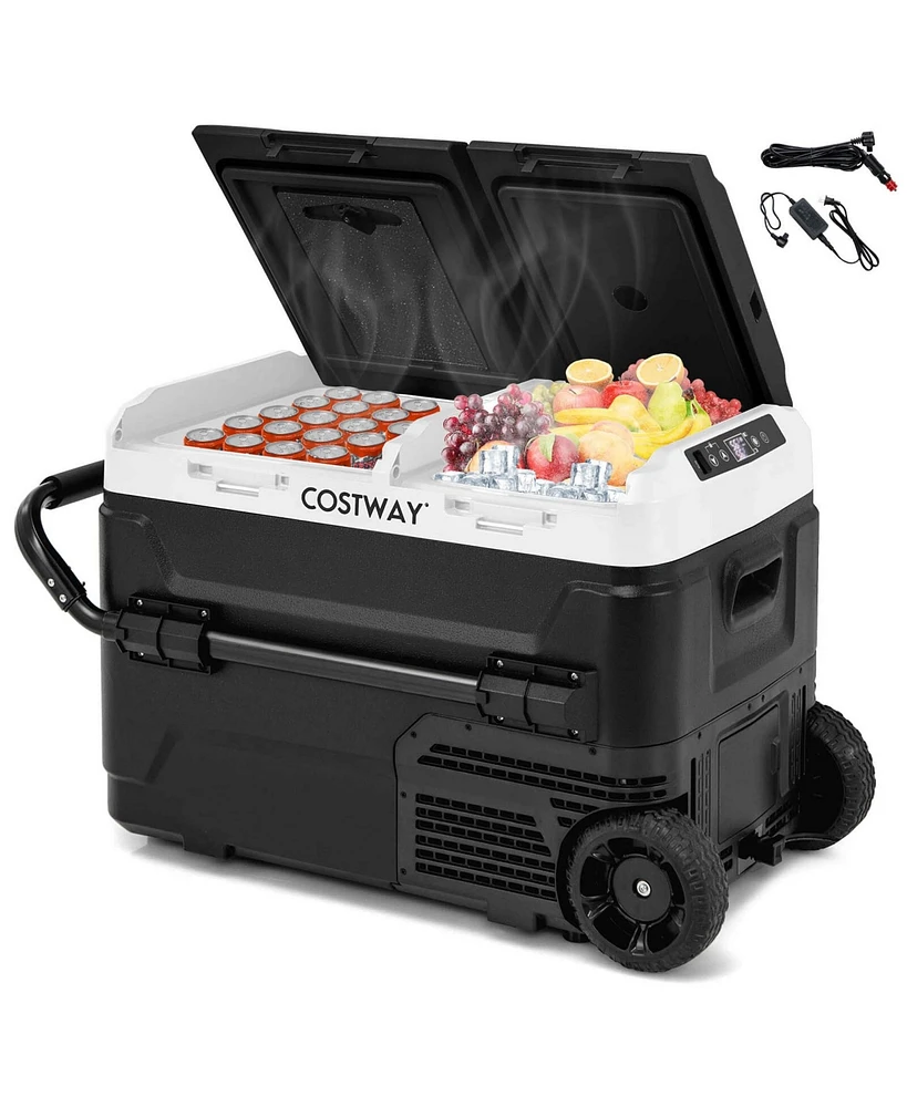 Costway Dual Zone 12V Car Refrigerator 42QT Portable Compressor Fridge Freezer (-4 68 ) for RVs