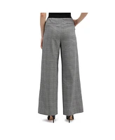 Nvlt Women's Wide Leg Plaid Trouser with Elastic Waist