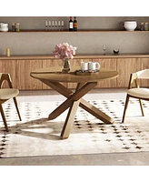 Costway 47" Round Dining Table with Solid Acacia Wood Legs for 4-6 Person for Kitchen