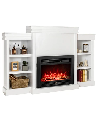 Gymax 70'' Fireplace Tv Stand Media W/ 28.5'' 750W/1500W Electric Brown