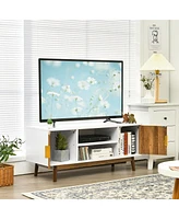 Gymax Tv Stand Entertainment Media Console w/2 Storage Cabinets & Open Shelves