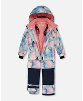 Deux par Big Girls One Piece Snowsuit Printed Pastel Watercolor