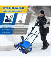 Costway 20" Electric Snow Thrower 120V 15Amp Snow Blower w/180° Rotatable Chute 2 Lights