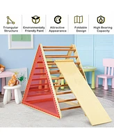 Skonyon Foldable Wooden Triangle Climber with Reversible Ramp for Kids