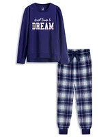 Max and Olivia Girls 2 pc Plaid Jogger Pant Pajama Set