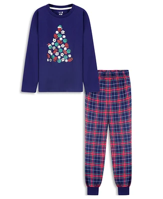 Boys Holiday Flannel Plaid Jogger Pant 2 pc Pajama Set