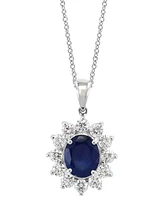 Effy Sapphire (2-7/8 ct. t.w.) & Diamond (1-3/8 ct. t.w.) 18" Pendant Necklace in 14k White Gold