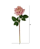 Slickblue 20” Rose Artificial Flowers - Set of 6 Faux Blooms for Classic Floral Decor