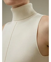 Silk Knitted Turtleneck Sleeveless Top for Women