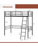 Costway Twin Metal Loft Bed Frame with Ladder Loft Bed with Safety Guardrails