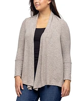 24seven Comfort Apparel Women's Open Front Long Sleeve High Low Cozy Cardigan