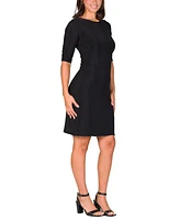 24seven Comfort Apparel Women's Elbow Length Sleeve Bodycon Mini Party Dress