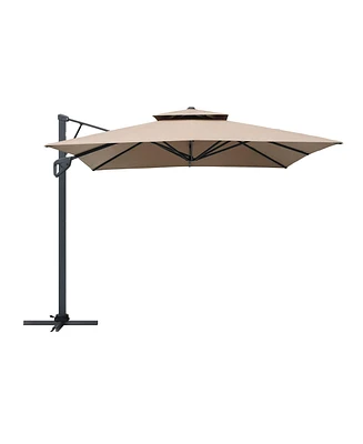 Boyel Living 10 ft. Square Aluminum and Steel Cantilever Outdoor Patio Umbrella with Cover and Base