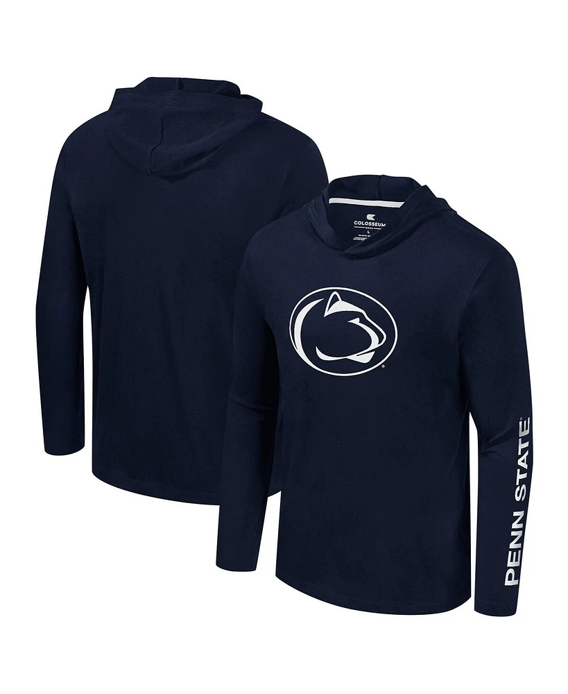 Colosseum Men's Navy Penn State Nittany Lions Logo Lockup Active Blend Long Sleeve T-Shirt Hoodie