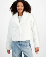 Madden Girl Juniors' Faux-Fur Cropped Blazer Jacket