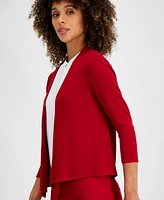 Kasper Women's Open-Front 3/4-Sleeve Cardigan