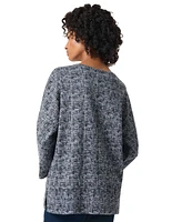 Jones New York Women's Scratch Knit Jacquard 3/4 Dolman Sleeve Tunic Top