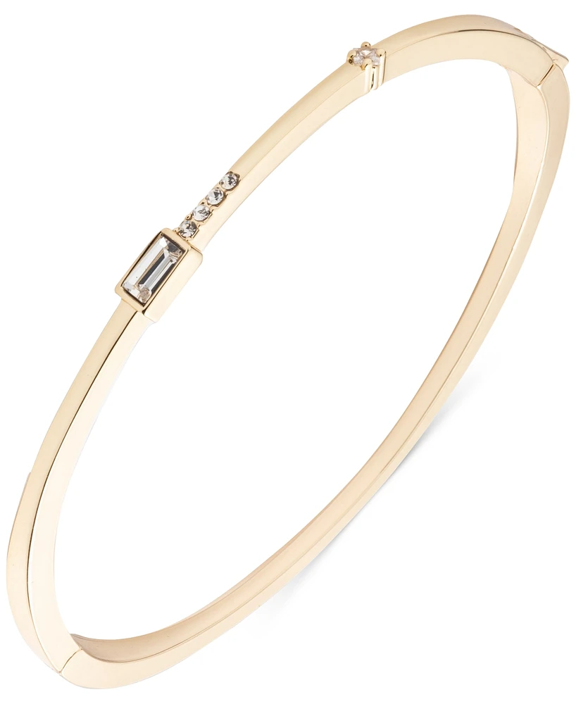 Emily in Paris Gold-Tone Pave & Baguette Cubic Zirconia Thin Bangle Bracelet