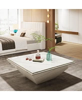 Tribesigns Coffee Table, 35.43-Inch Square Coffee Table with Faux Marble Tabletop, Modern Center Table for Living Room, Large Engineered Wood Cocktail