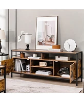 Gymax Industrial Tv Stand for TVs up to 65'' Media Center w/ Cabinets & Adjustable Shelf